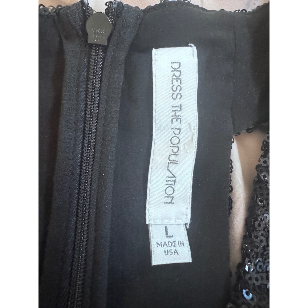 Dress The Population Sequin V-Neck Racerback Gown Black Navy Size Large Formal - Picture 5 of 9